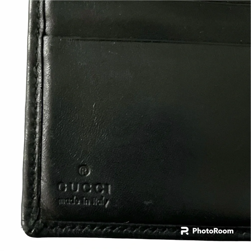 Gucci Vintage Black Leather & Canvas GG Print Small Unisex Bifold Wallet - Picture 12 of 15